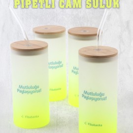 Fibabank Logo Baskılı Cam Pipetli Termos